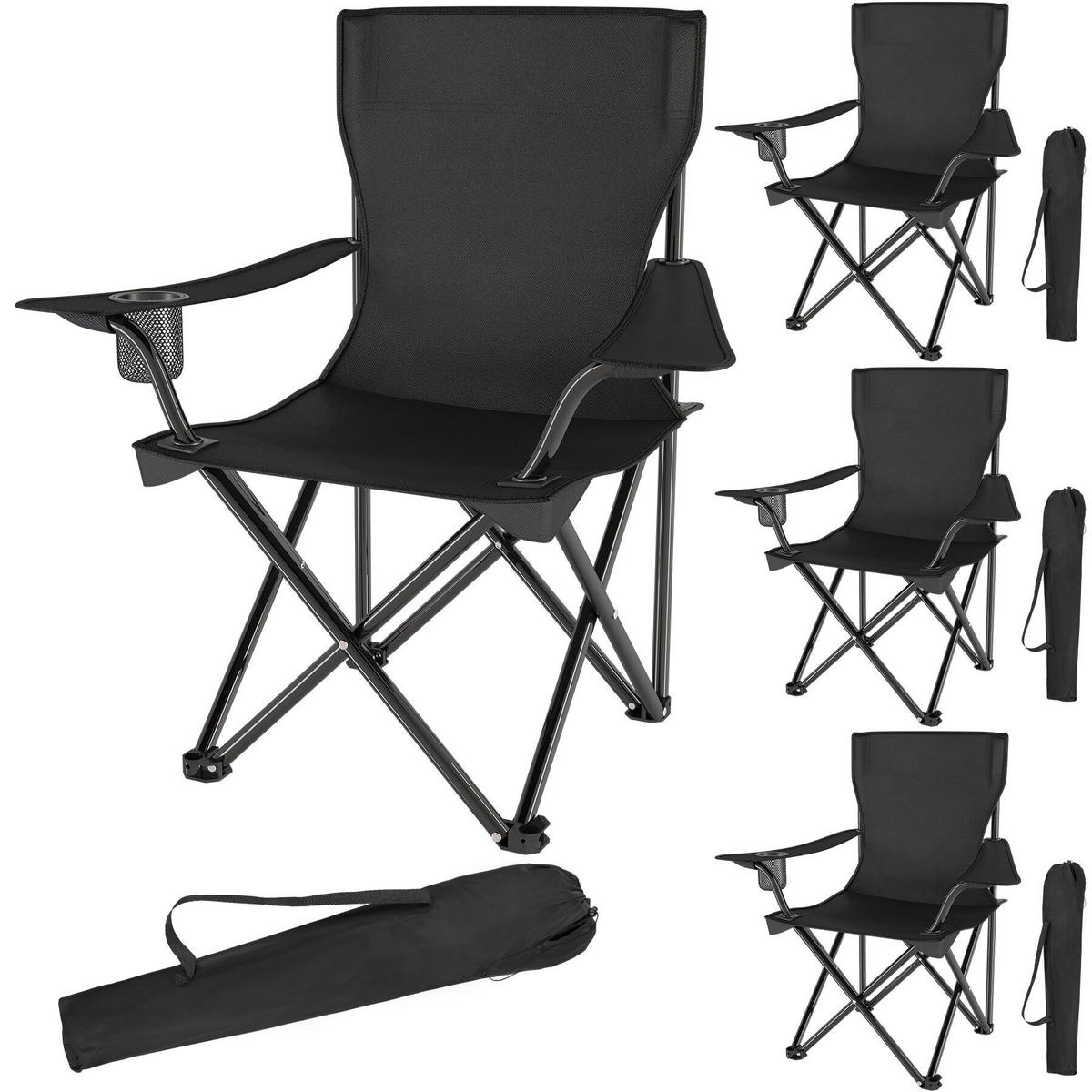 SET CAMPINGSTUHL Gil, 80 x 48 x 84,5 cm, schwarz - Schwarz, Metall (48/84.5/80cm) - tectake