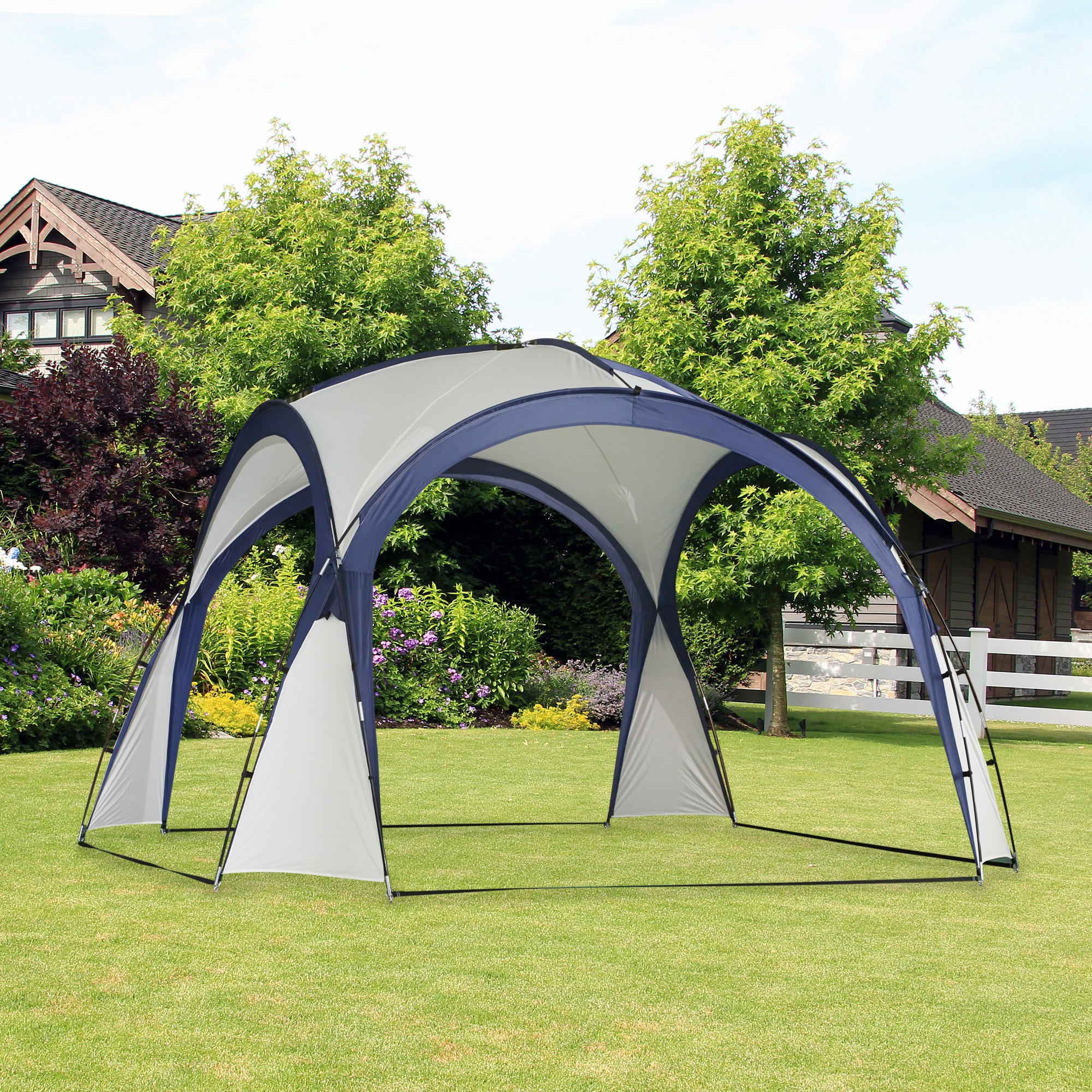 GARTENZELT Cremeweiß, Polyester, Glasfaser - Creme, Kunststoff (350/350cm) - Outsunny