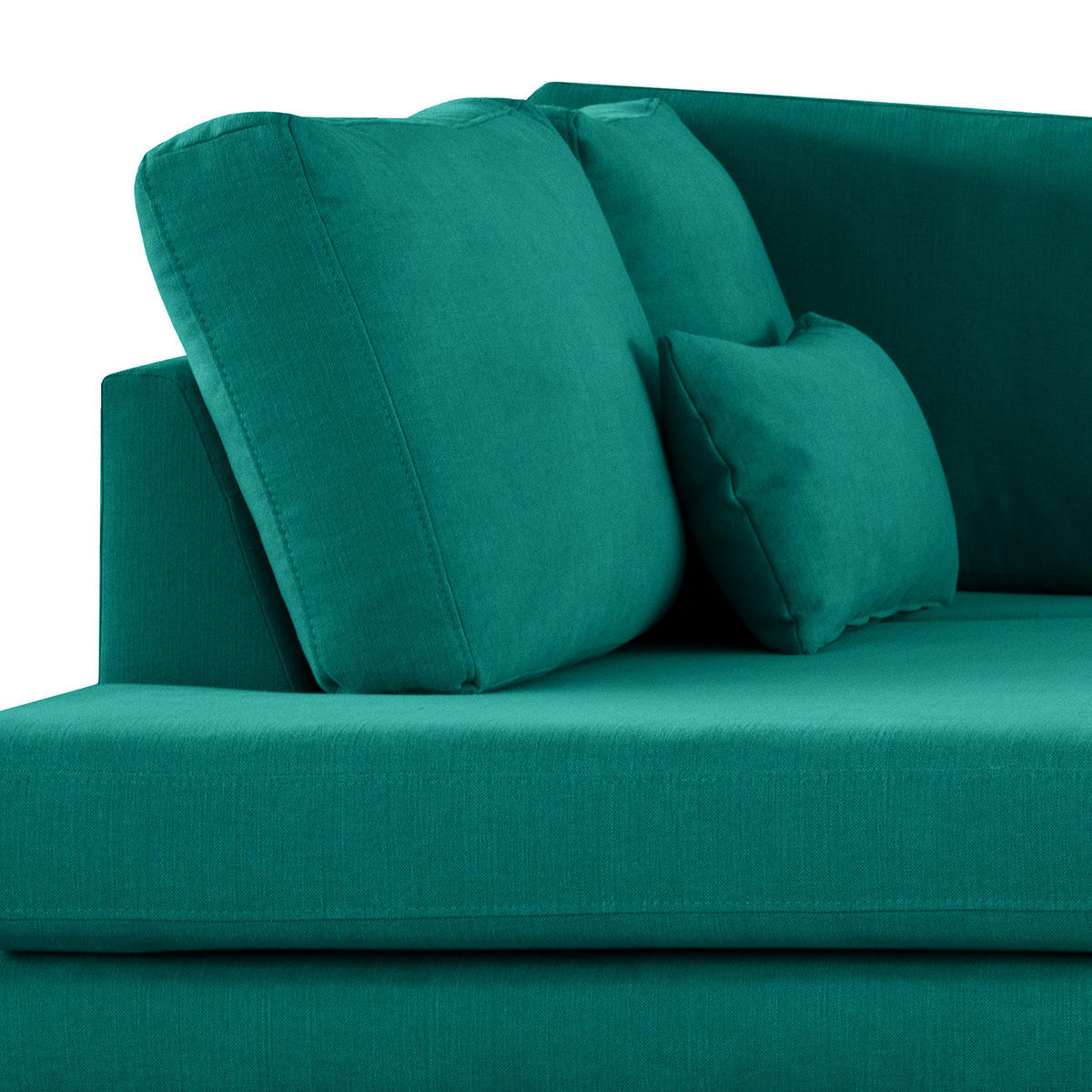 ECKSOFA mit Ottomane - Buchefarben/Petrol, Buchenholz/Textil (287/219cm) - home24