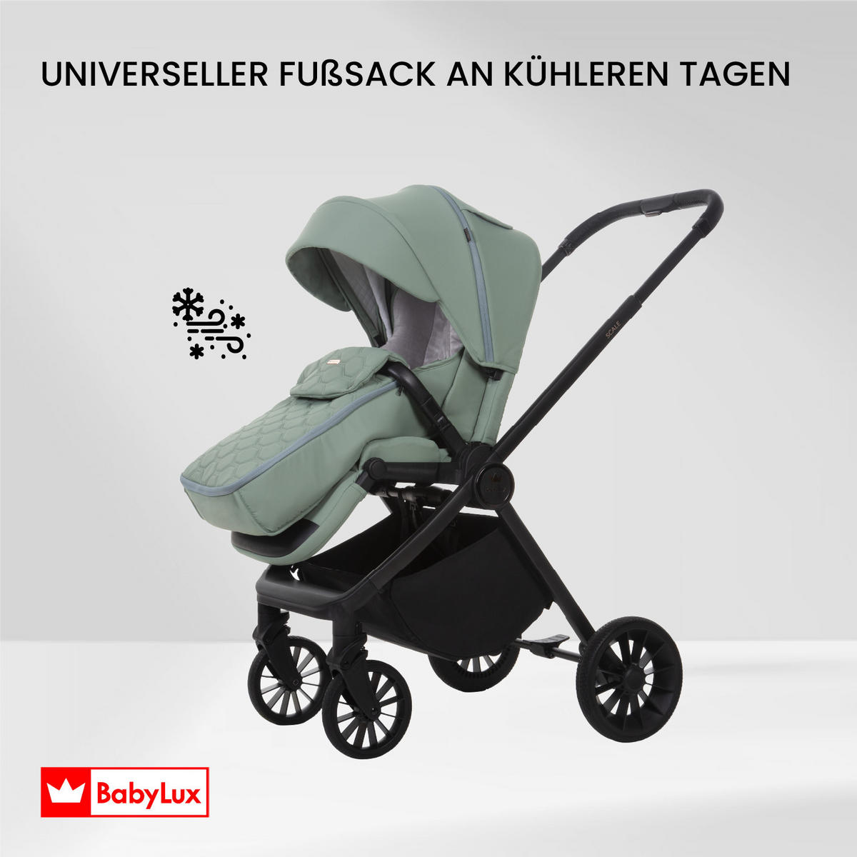 BUGGY Scale, Klein und Leicht, Teleskopische Führung, Kompakt Faltbar, Wickeltasche, Reisetasche - Dunkelgrün/Schwarz, Textil/Metall (58/100cm) - BabyLux