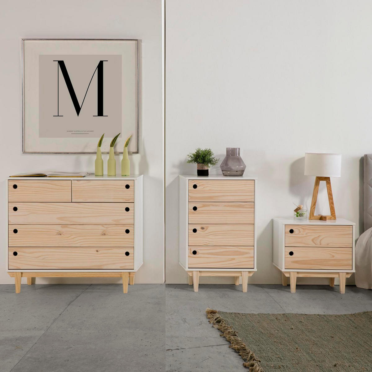 NACHTTISCH Roma 2 Schubladen Weiß - Weiß, Holz (50/49/35cm) - VS Venta-stock