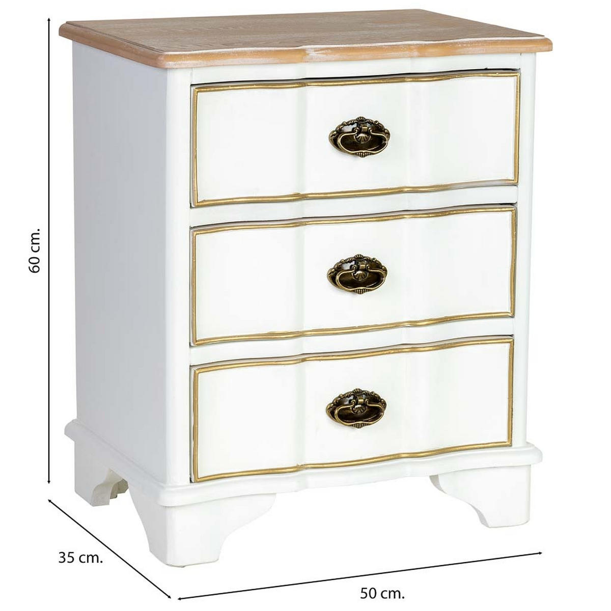 NACHTTISCH aus Holz, weiß, 50x35x60cm - Weiß, Holz (50/60/35cm) - Wanderlust