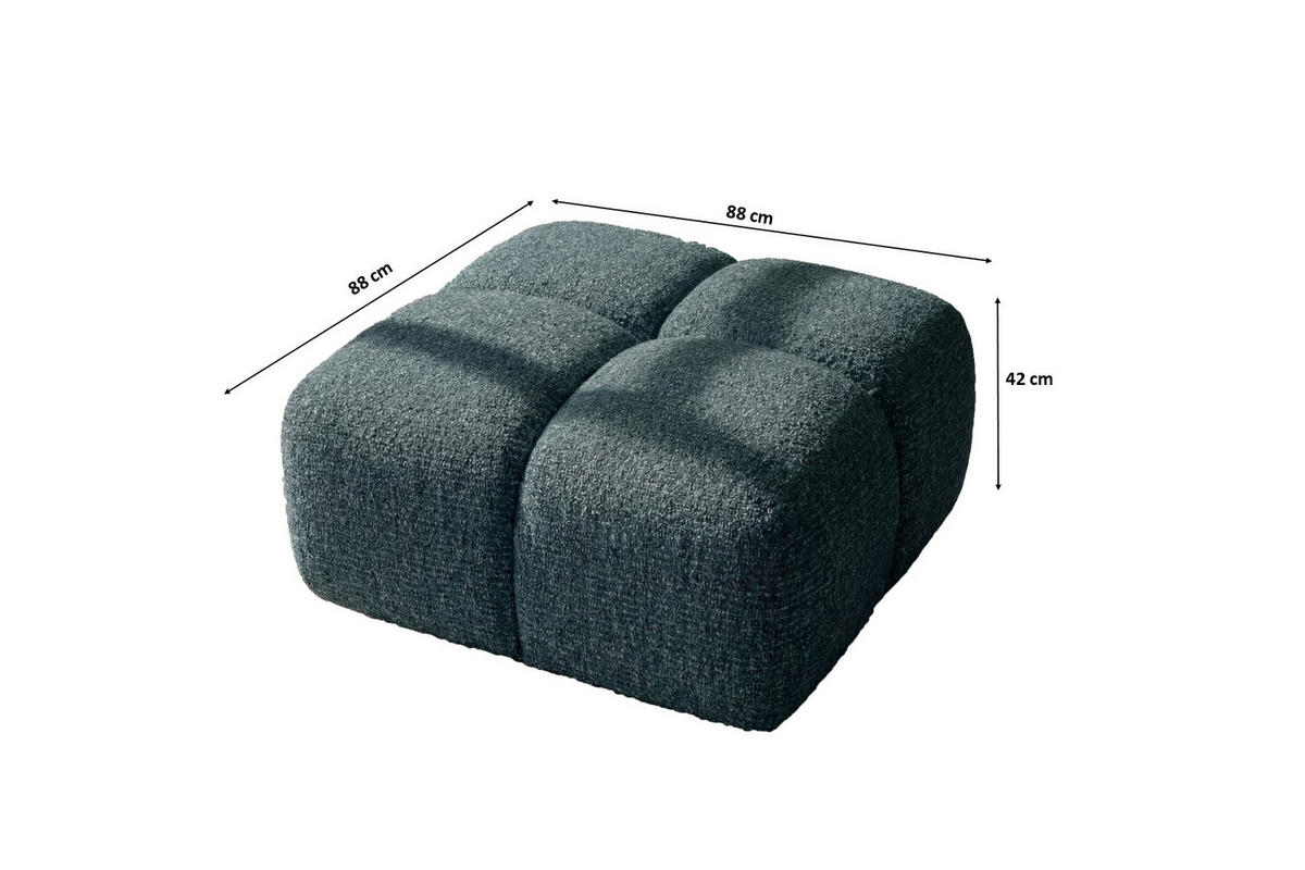 HOCKER, Pouf, Chenille Stoff Puente, Petrol, Averro - Petrol, Holz (88/42/88cm) - Kaiser Möbel