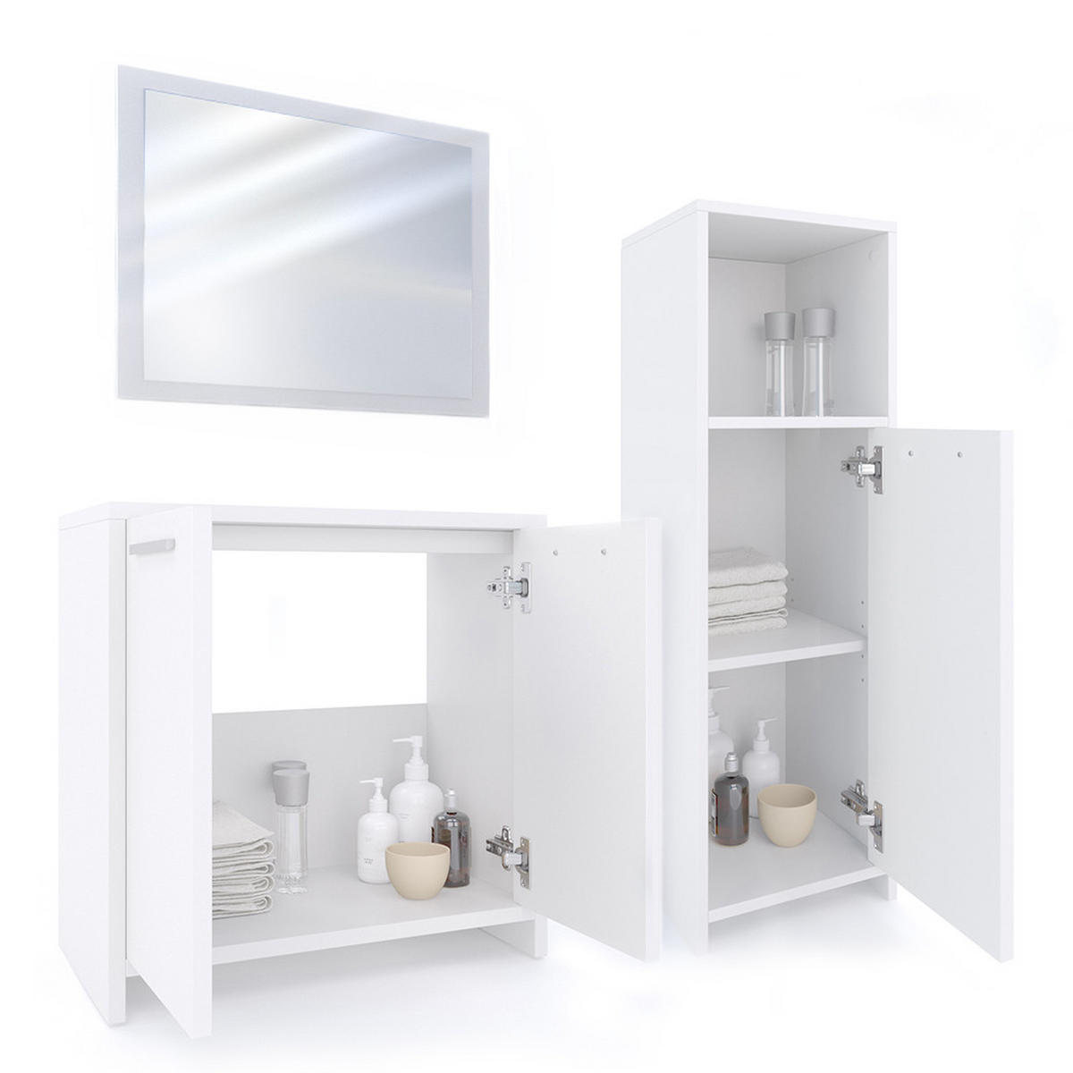 BADMÖBEL-SET Kiko Weiß 3 Teile - Weiß, Holzwerkstoff (58/60/33cm) - Vicco