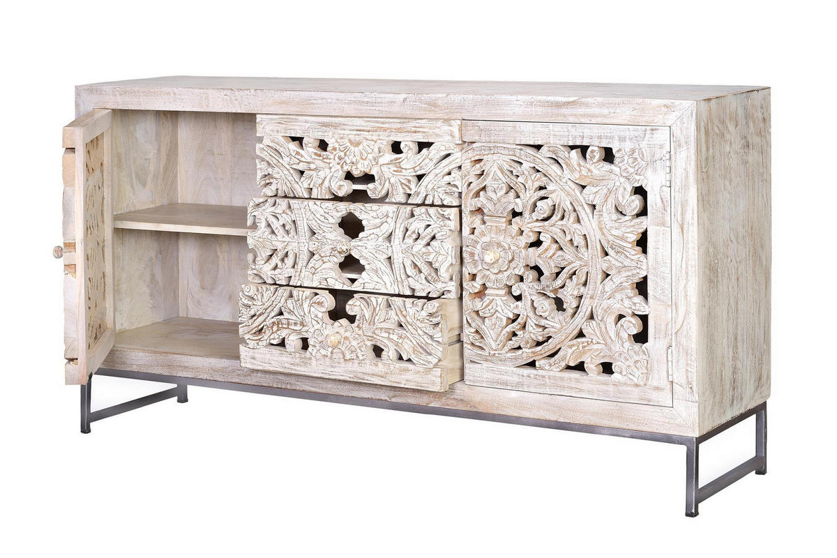 SIDEBOARD aus Mangoholz - Perlmutt, Holz (38/80/150cm) - Giner y Colomer