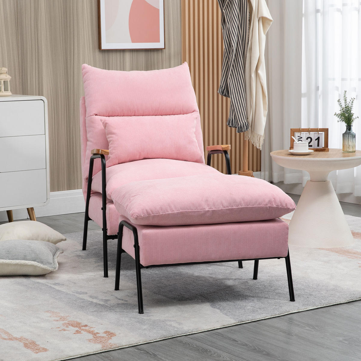 RELAXSESSELSET Rosa - Rosa, Metall (91.5/88/68cm) - HOMCOM