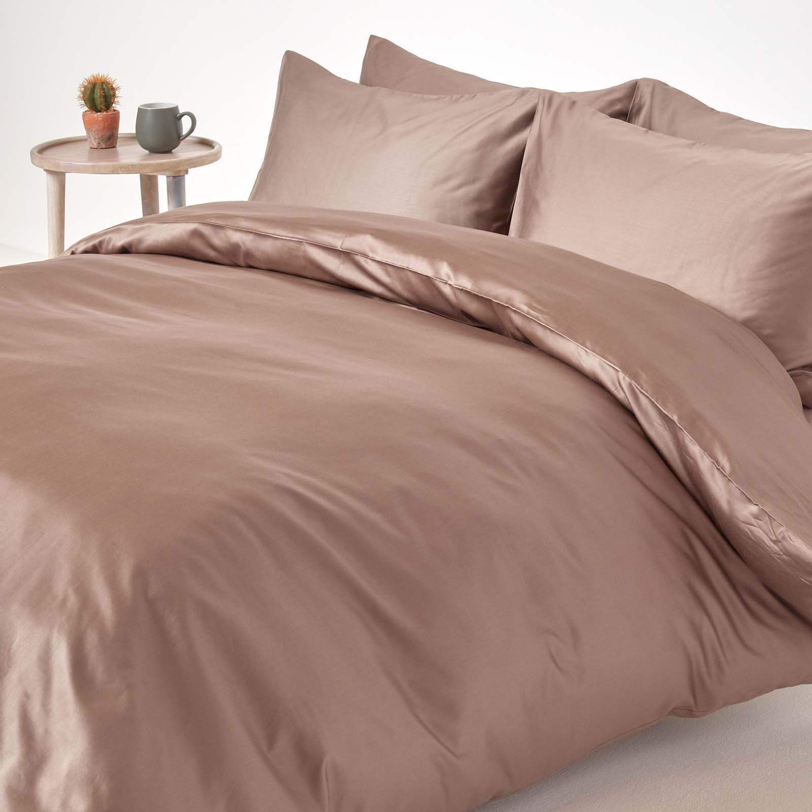 BIO-BETTWÄSCHE Satin Fadendichte 400 - Braun, Textil (135/200cm) - Homescapes