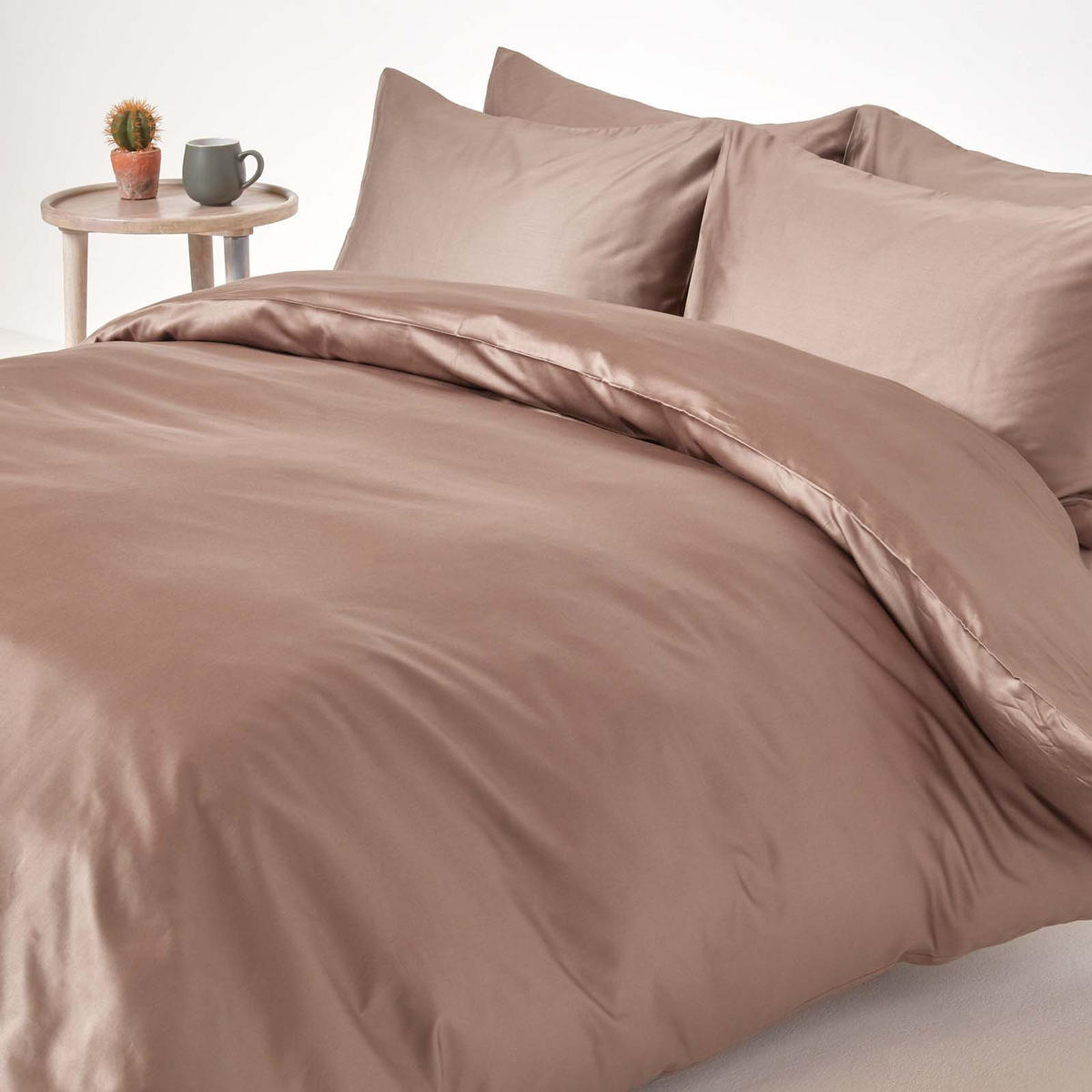 BIO-BETTWÄSCHE Satin Fadendichte 400 - Braun, Textil (200/200cm) - Homescapes