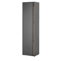 SCHUHSCHRANK grau matt, Eiche Wotan 50x200 cm, Graderobenschrank 10 Fächer - Eiche Wotan/Schwarz, Holzwerkstoff/Kunststoff (50/200/40cm) - Furn.Design