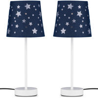 TISCHLAMPE TATI 2-er Set, Nachtblau - Dunkelblau, Textil/Metall (17/17/42cm) - KONSIMO®