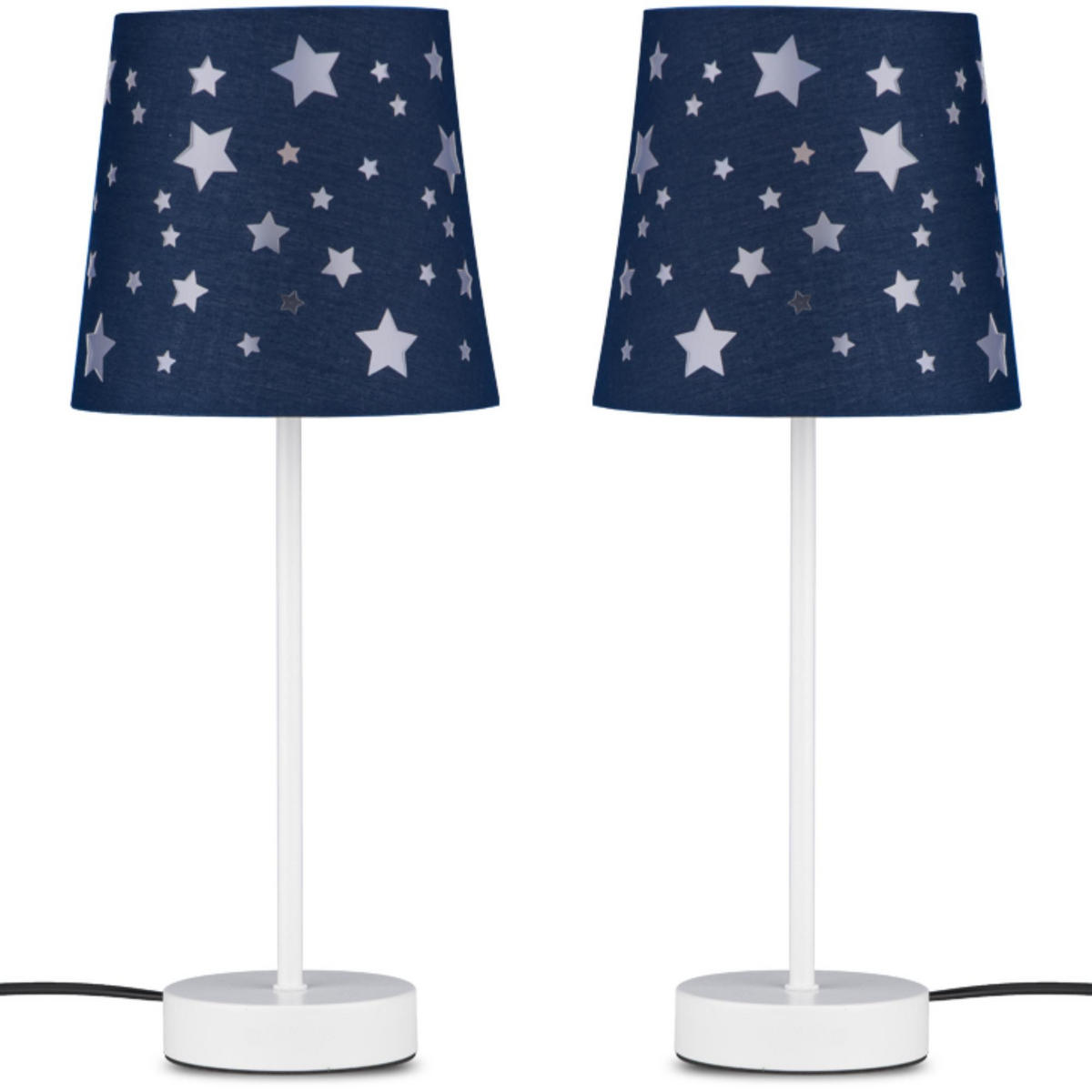 TISCHLAMPE TATI 2-er Set, Nachtblau - Dunkelblau, Textil/Metall (17/17/42cm) - KONSIMO®