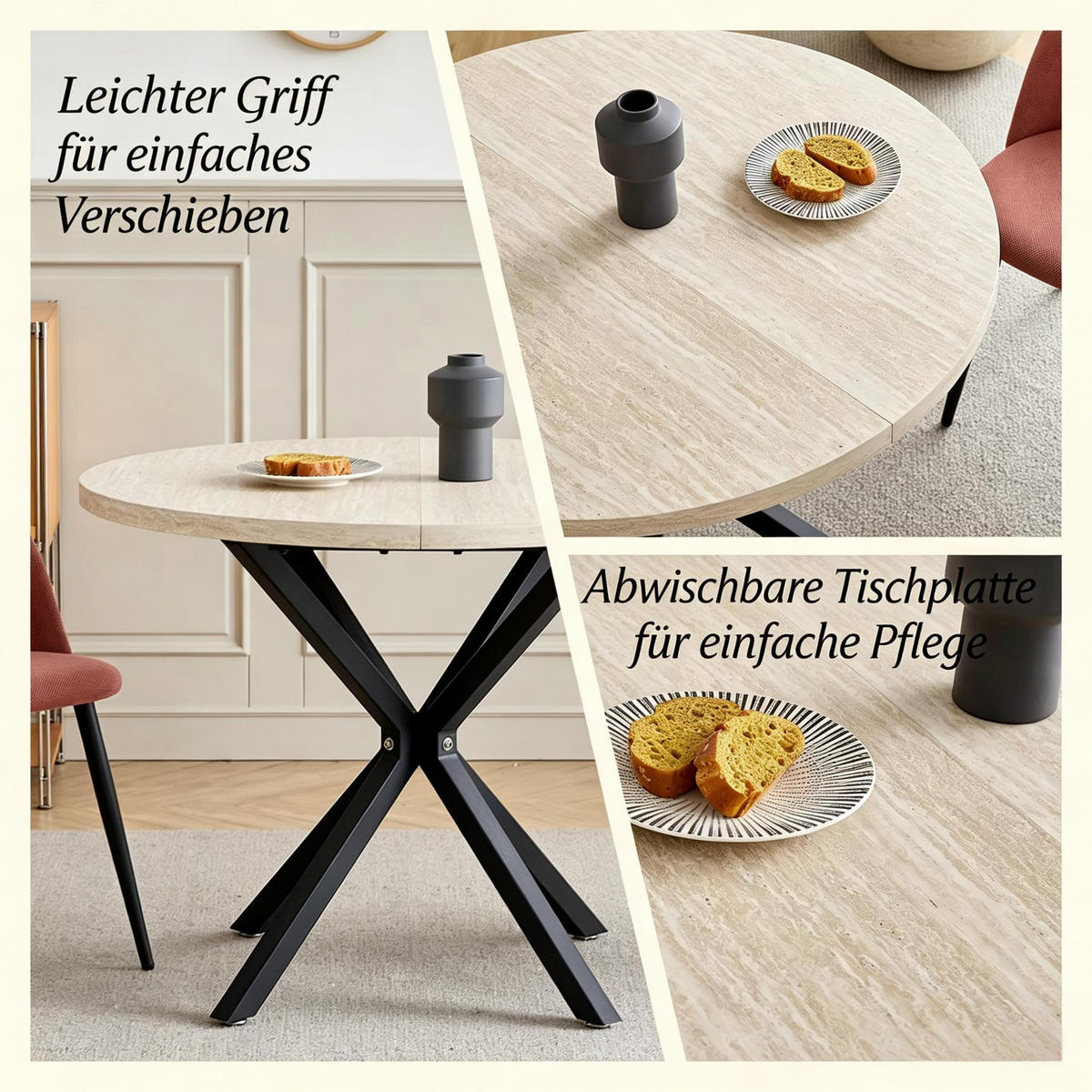 ESSTISCH 100/100/76,5 cm, Schwarz/Holzfarben - Schwarz, Holzwerkstoff (100/100/76.5cm)