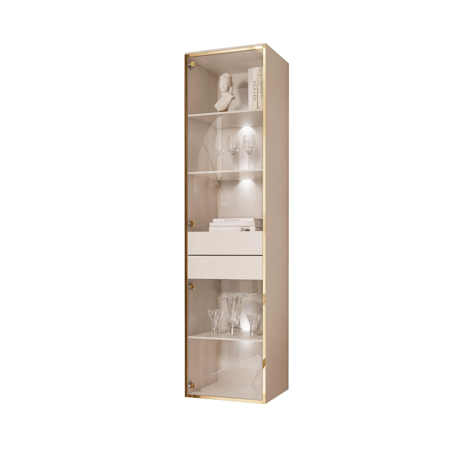 VITRINE HÄNGENDE AURORA in Kaschmir mit LED-Beleuchtung - Kaschmir, Holzwerkstoff (45/181/40cm) - Lookway