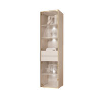 VITRINE AURORA in Kaschmir mit LED-Beleuchtung mit Fuße - Kaschmir/Schwarz, Holzwerkstoff/Kunststoff (45/181/40cm) - Lookway