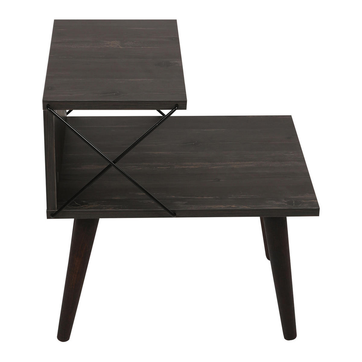 BEISTELLTISCH Bergen - Dunkelbraun/Anthrazit, Holzwerkstoff/Buchenholz (50/40/55cm) - [en.casa]