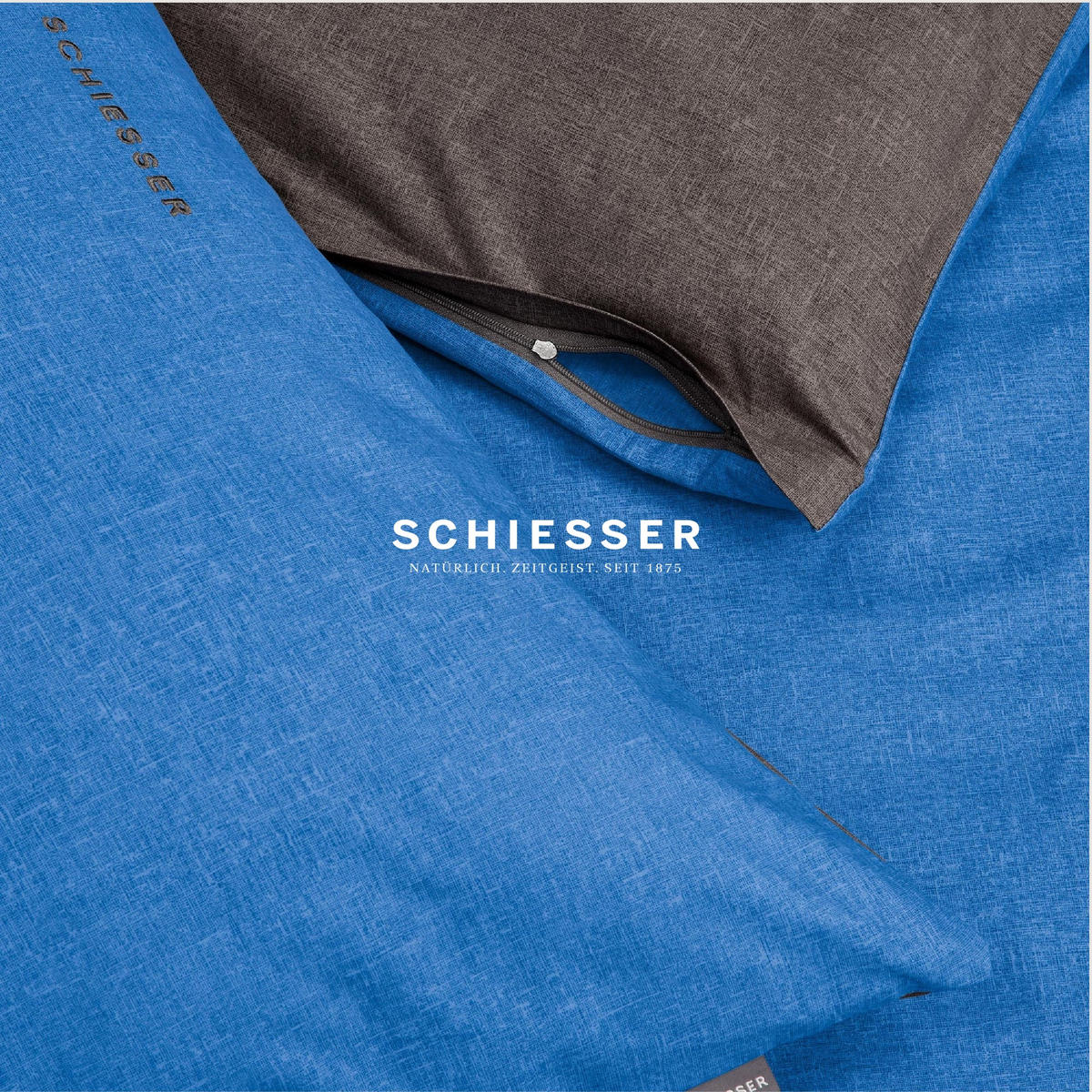 KISSENHÜLLENSET Doubleface - Renforcé - 2-teilig - 40 x 80 cm - Blau-Dunkelgrau - Blau/Dunkelgrau, Textil (40/80cm) - SCHIESSER