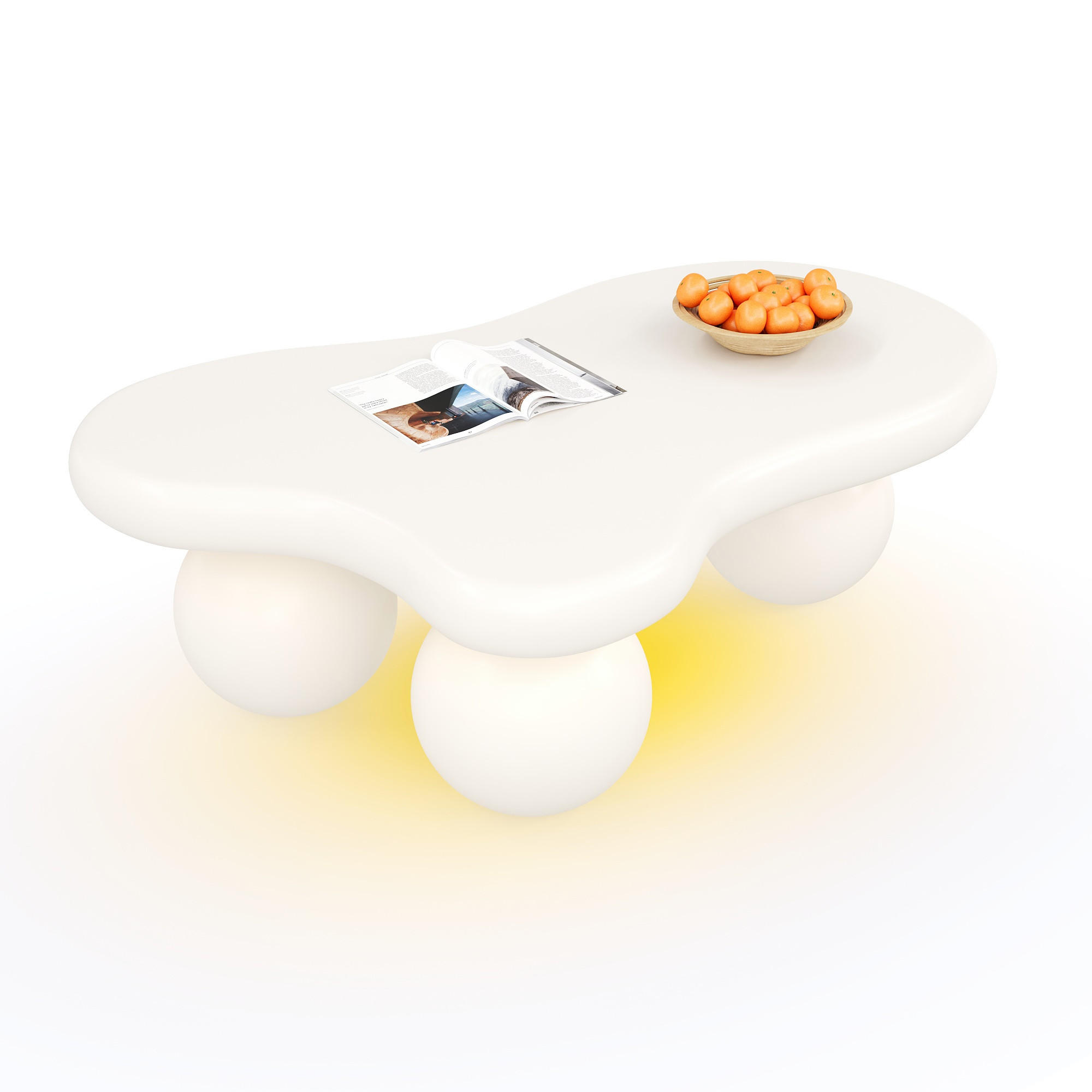 COUCHTISCH Wolkenstil 95/32 cm weiß mit LED-Beleuchtung 16 Farben - Weiß, Holzwerkstoff (95/62.5/32cm) - OKWISH