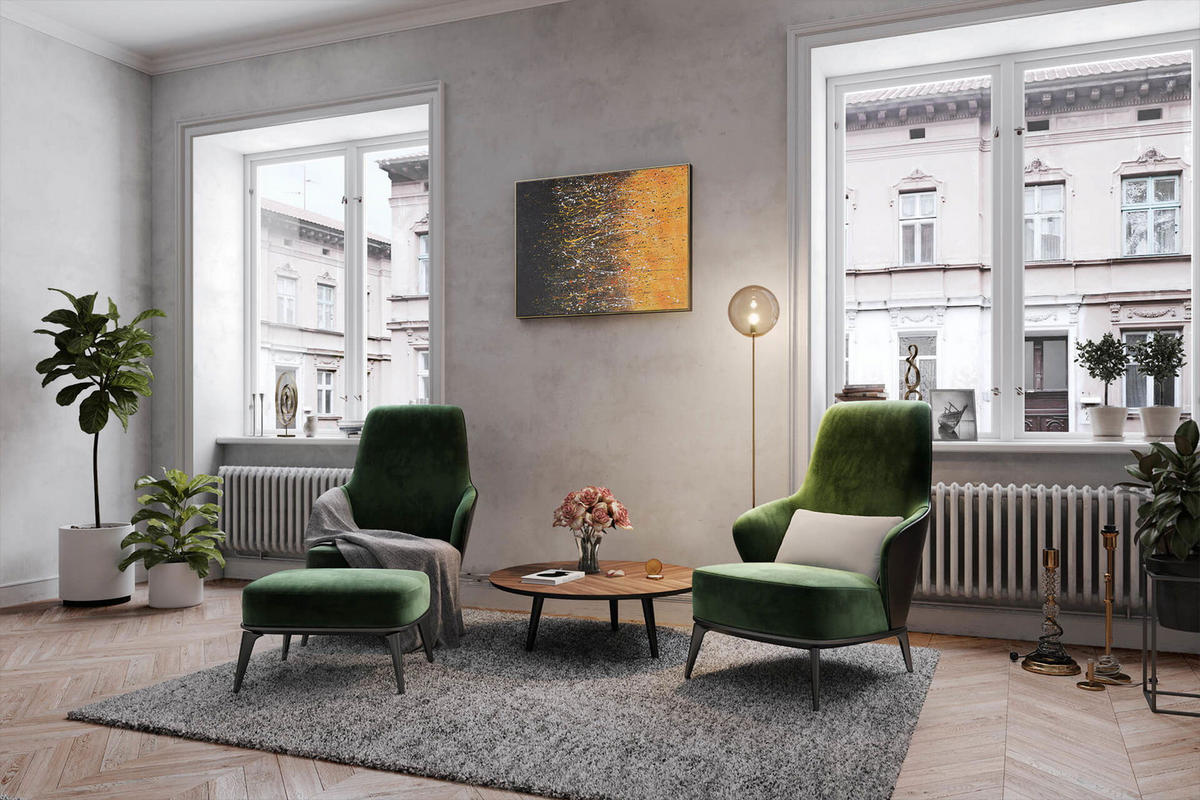 ACRYLBILD HANDGEMALT 100/75 cm - Gelb, Holz/Textil (100/75cm) - KUNSTLOFT