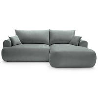 ECKSOFA Ovo Grau mit wasserabweisendem Samtbezug - Schwarz/Grau, Kunststoff/Textil (165/260cm) - Selsey