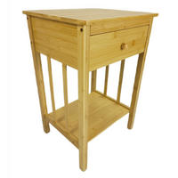 BEISTELLTISCH Bambus Naturfarbe mit Schublade 40/35/60 cm - Naturfarben, Holz (35/40/60cm) - Begryf