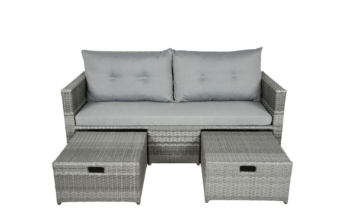 GARTENSOFA Trier Gartenmöbel - Grau, Kunststoff (180/86/76cm) - DELUKE