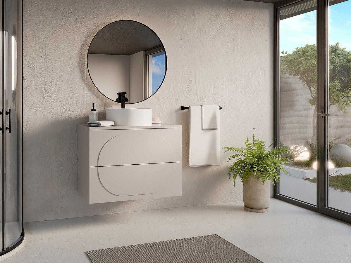 WASCHBECKENUNTERSCHRANK - 80cm x 46cm - MDF - beige - VUTOMA - Beige, Holz (80/60/46cm) - Vente-Unique