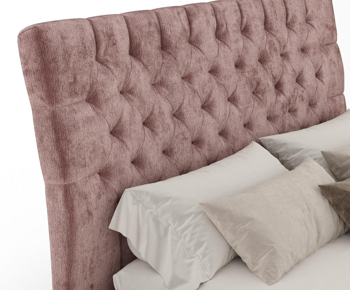 POLSTERBETT Vezzola Rosa 180/200 cm im Chenille-Stoff - Pink/Schwarz, Holz/Holzwerkstoff (180/200cm) - Maison de Reve