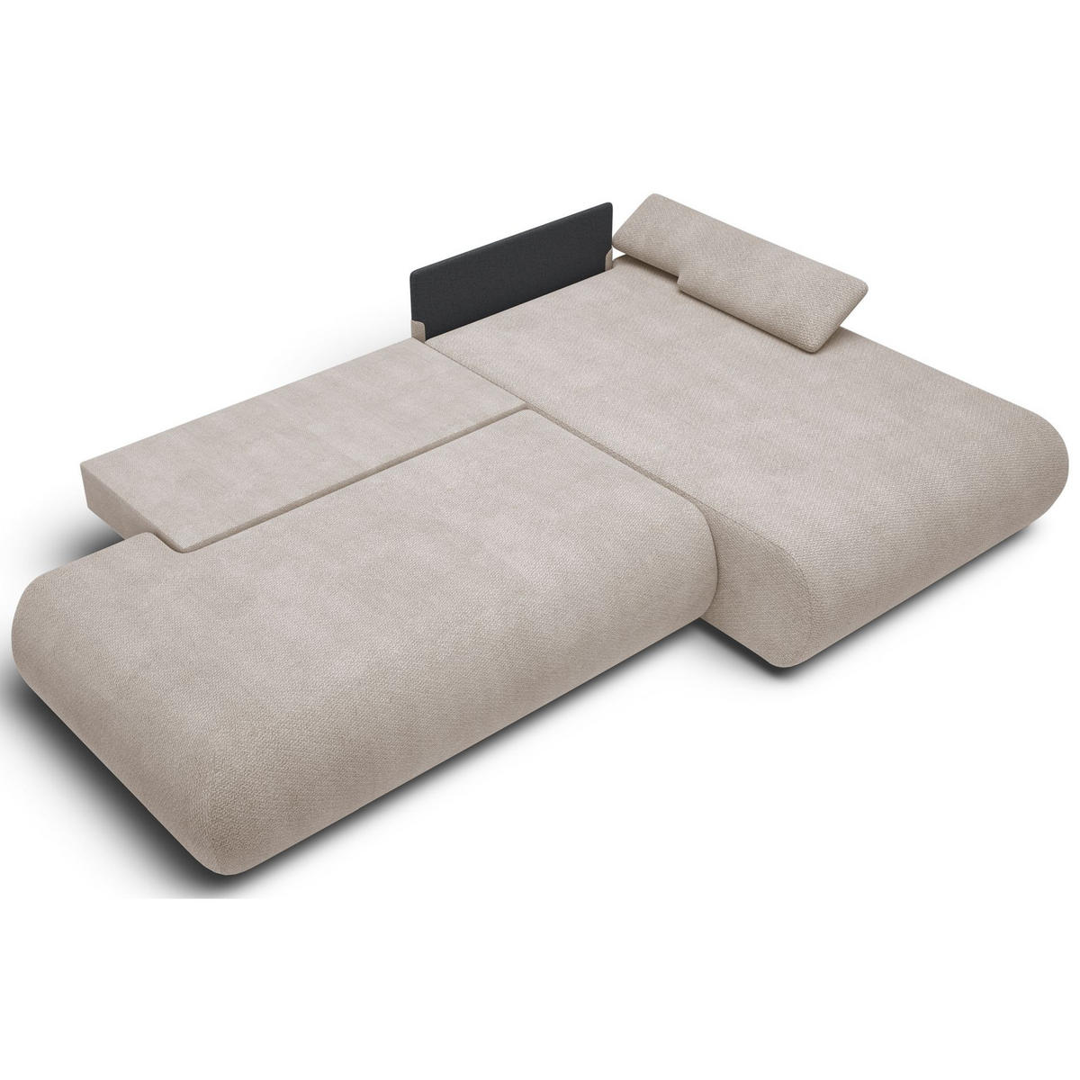 ECKSOFA Armone Hellbeige Chenille - Ecru/Schwarz, Kunststoff/Textil (173.5/286cm) - Selsey