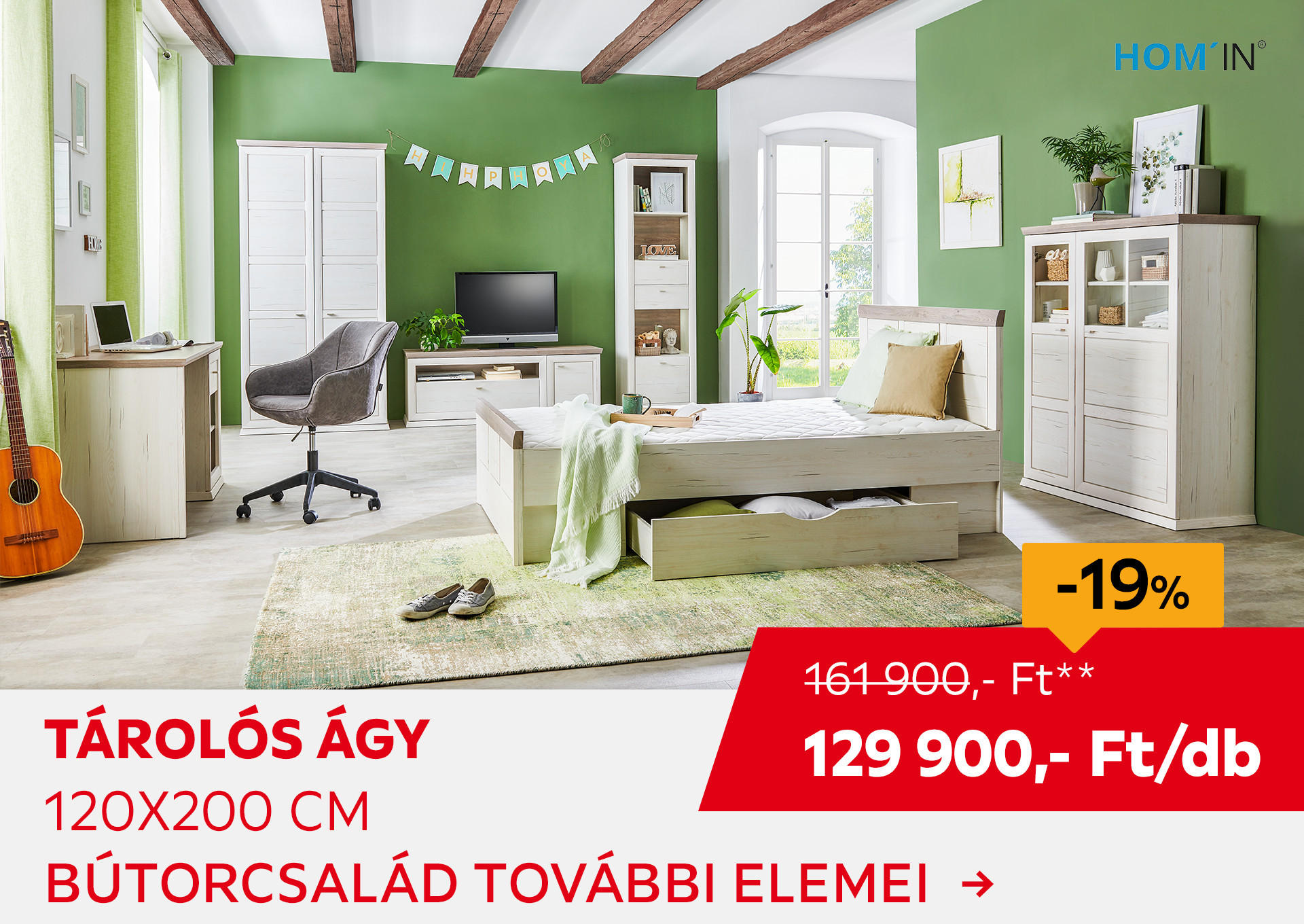 TÁROLÓS ÁGY 120x200 cm Kiemelt termék 161900 Ft.- helyett 129900 Ft.-