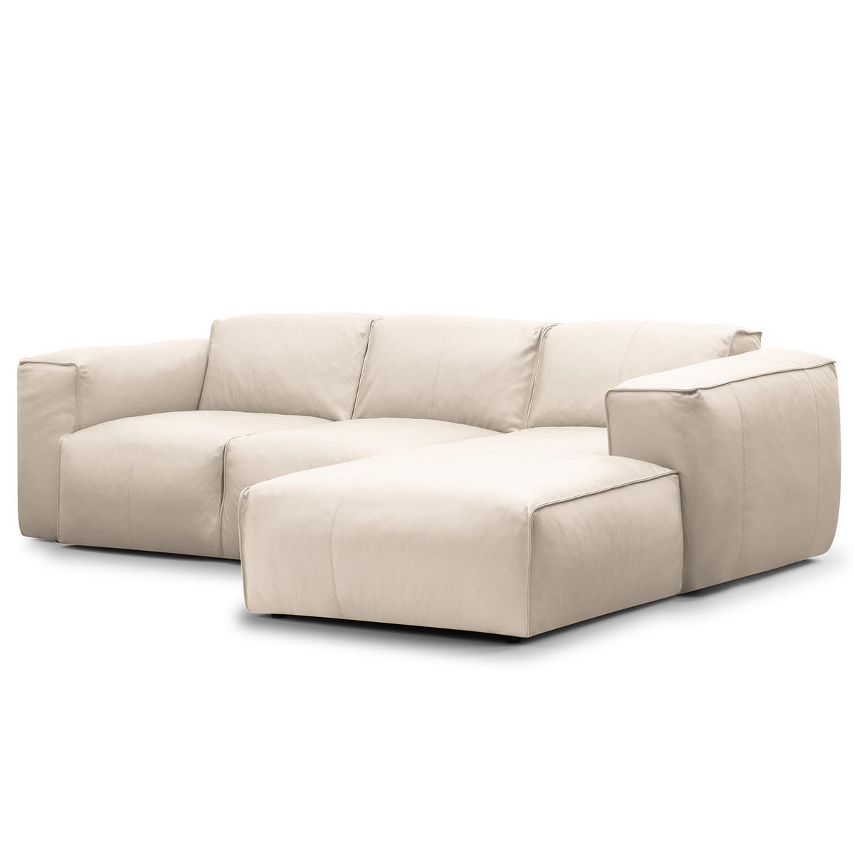 3-SITZER ECKSOFA mit Longchair - Hellgrau/Schwarz, Leder/Kunststoff (251/173cm) - home24
