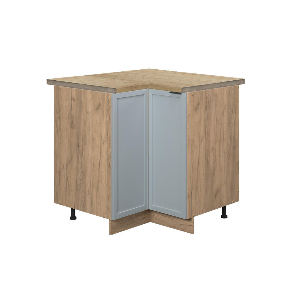 ECKUNTERSCHRANK Fame-Line Hellblau-grau 80.5 cm , AP Eiche - Eichefarben/Blaugrau, Holzwerkstoff (80.5/82/60cm) - Vicco