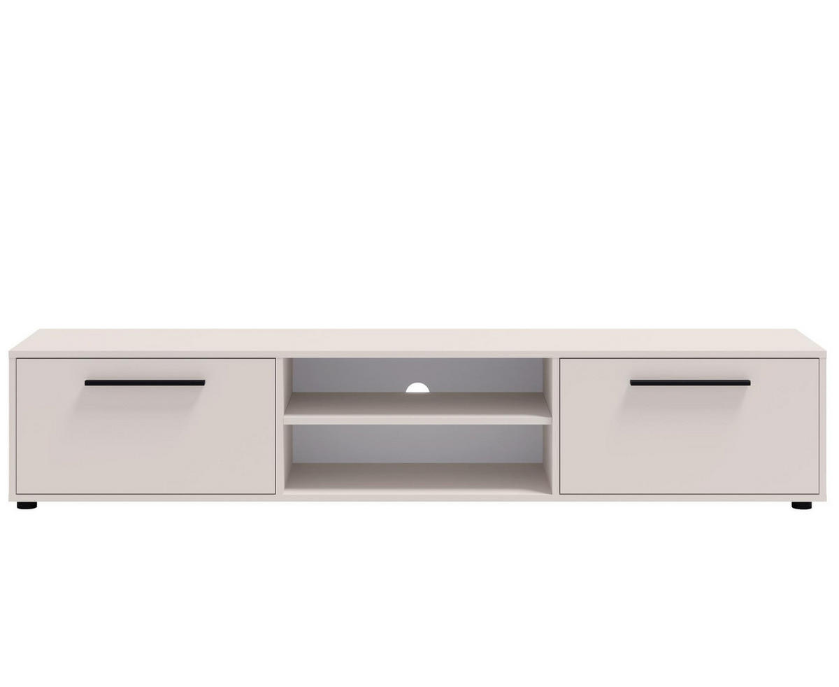 RTV-SCHRANK Maxivo 190 Kaschmir, breiter zweitüriger TV-Tisch - Kaschmir/Schwarz, Holzwerkstoff (190/38/40cm) - Bettso