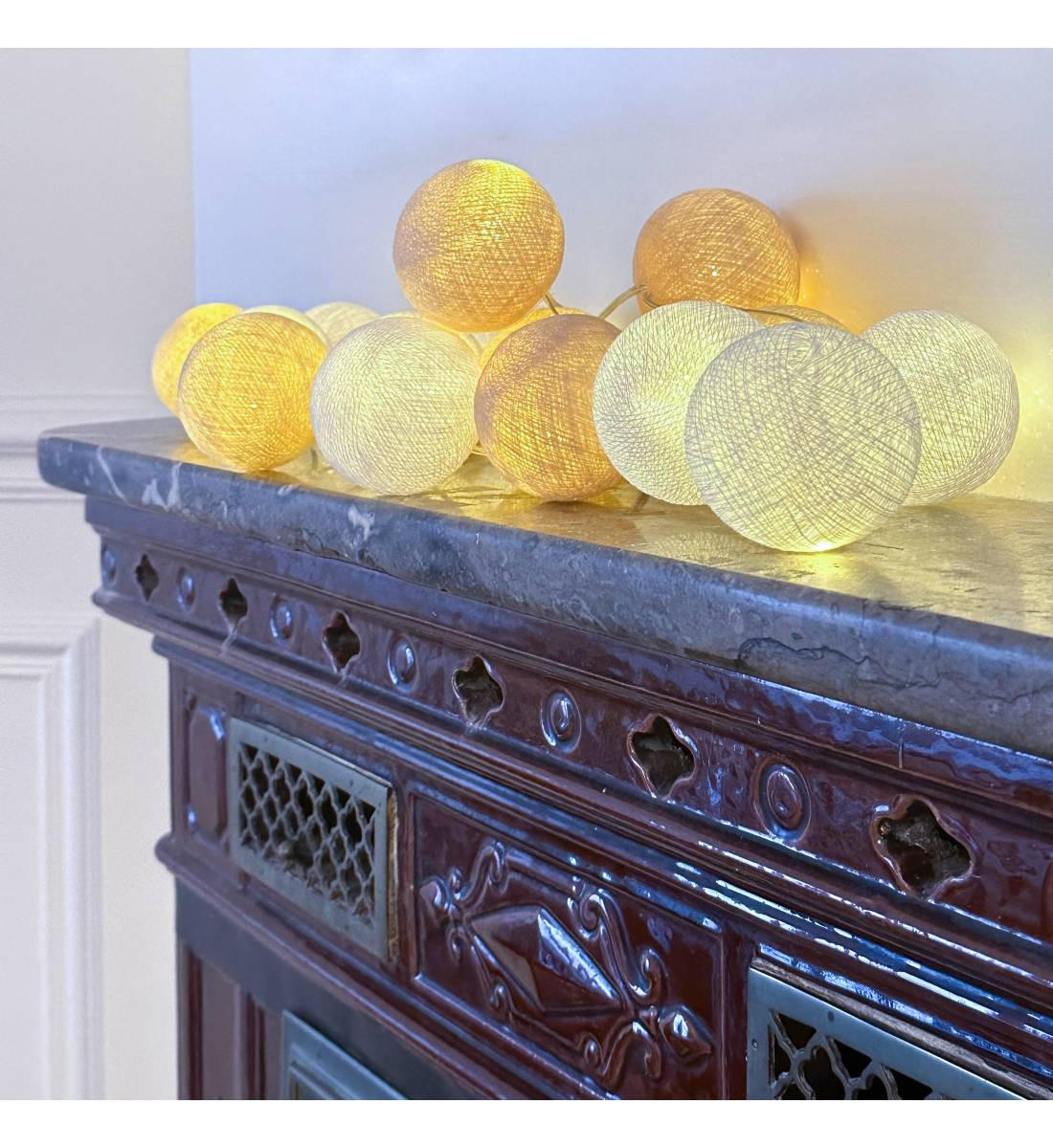 LICHTERKETTE LED Boxen - La Pie - Weiß - Naturfarben, Textil (165cm) - La case du cousin paul