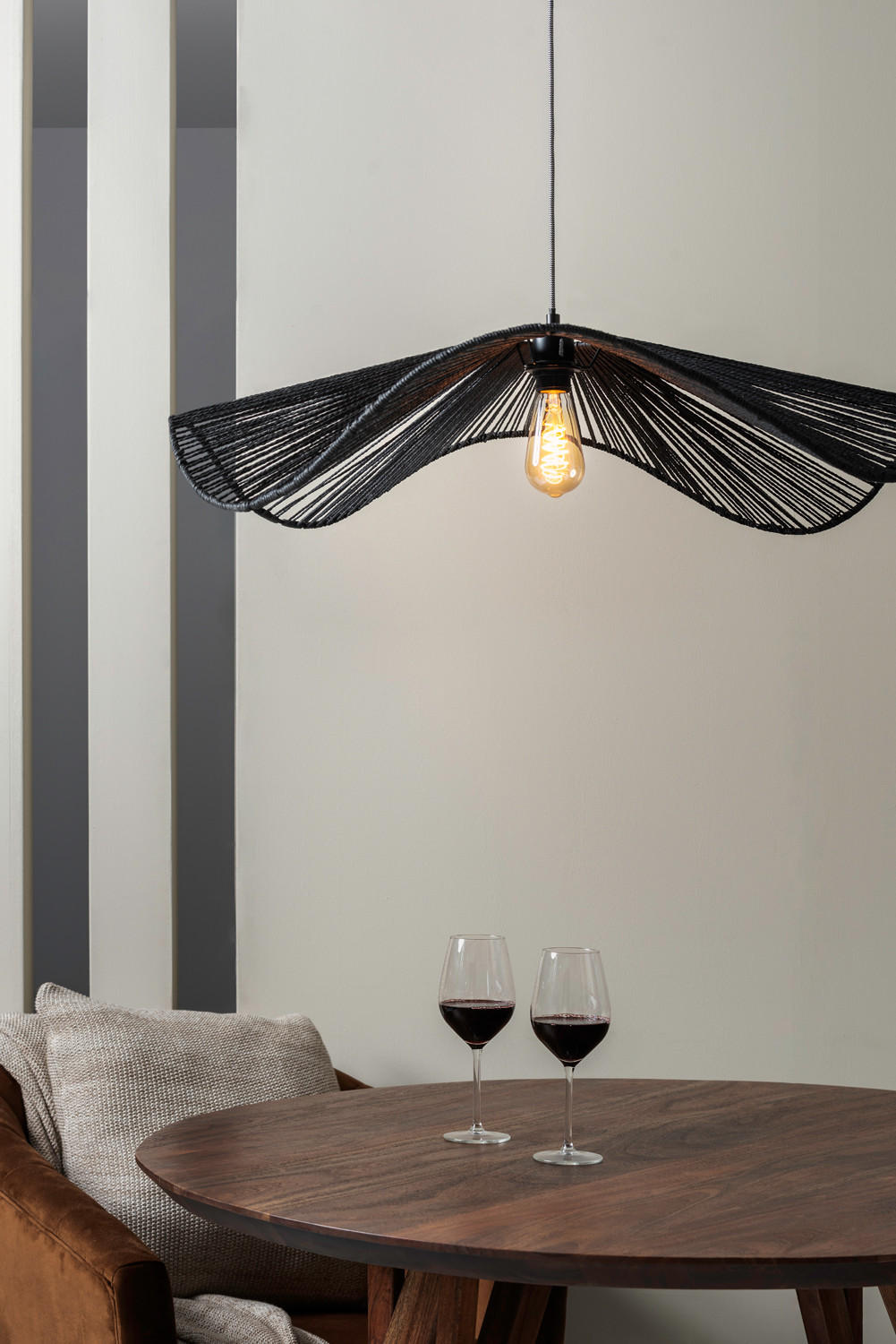 HANGELAMPE Sombra 80/80/19 cm - Schwarz, Naturmaterialien (80/80/19cm) - Leitmotiv