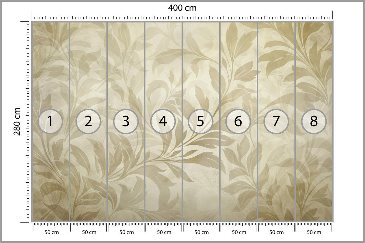 FOTOTAPETA Pre Spálňu Listy Rastliny Príroda Béžová Vintage 400 x 280 cm - hnedá/béžová, papier (400/280cm) - Muralo