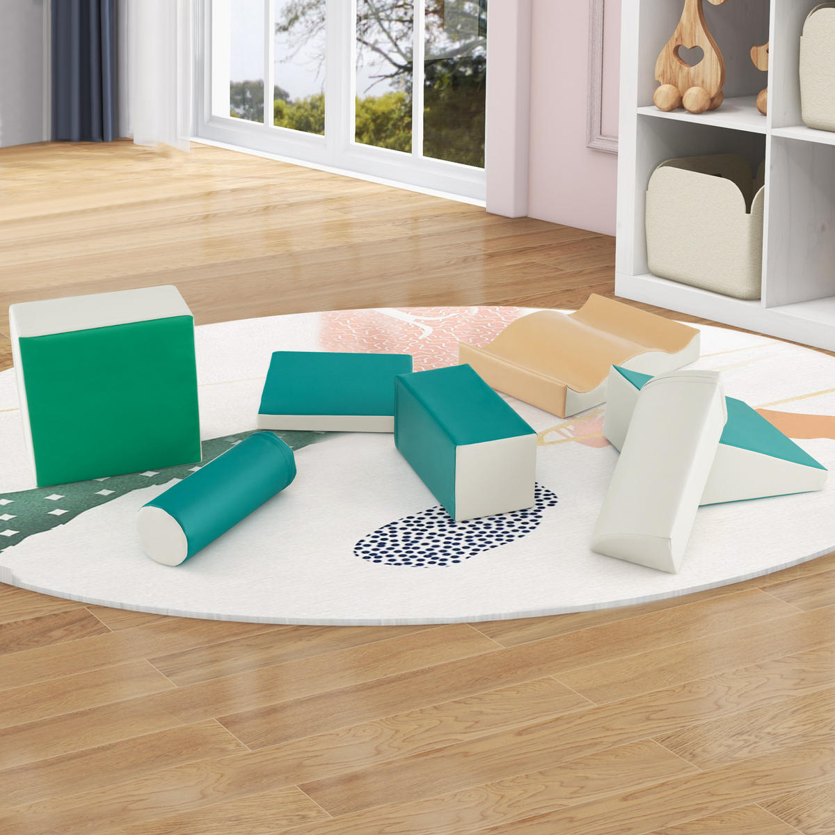 SCHAUMSTOFFBLOCK Grün (7-teilig) - Grün, Leder (40/20/40cm) - COSTWAY