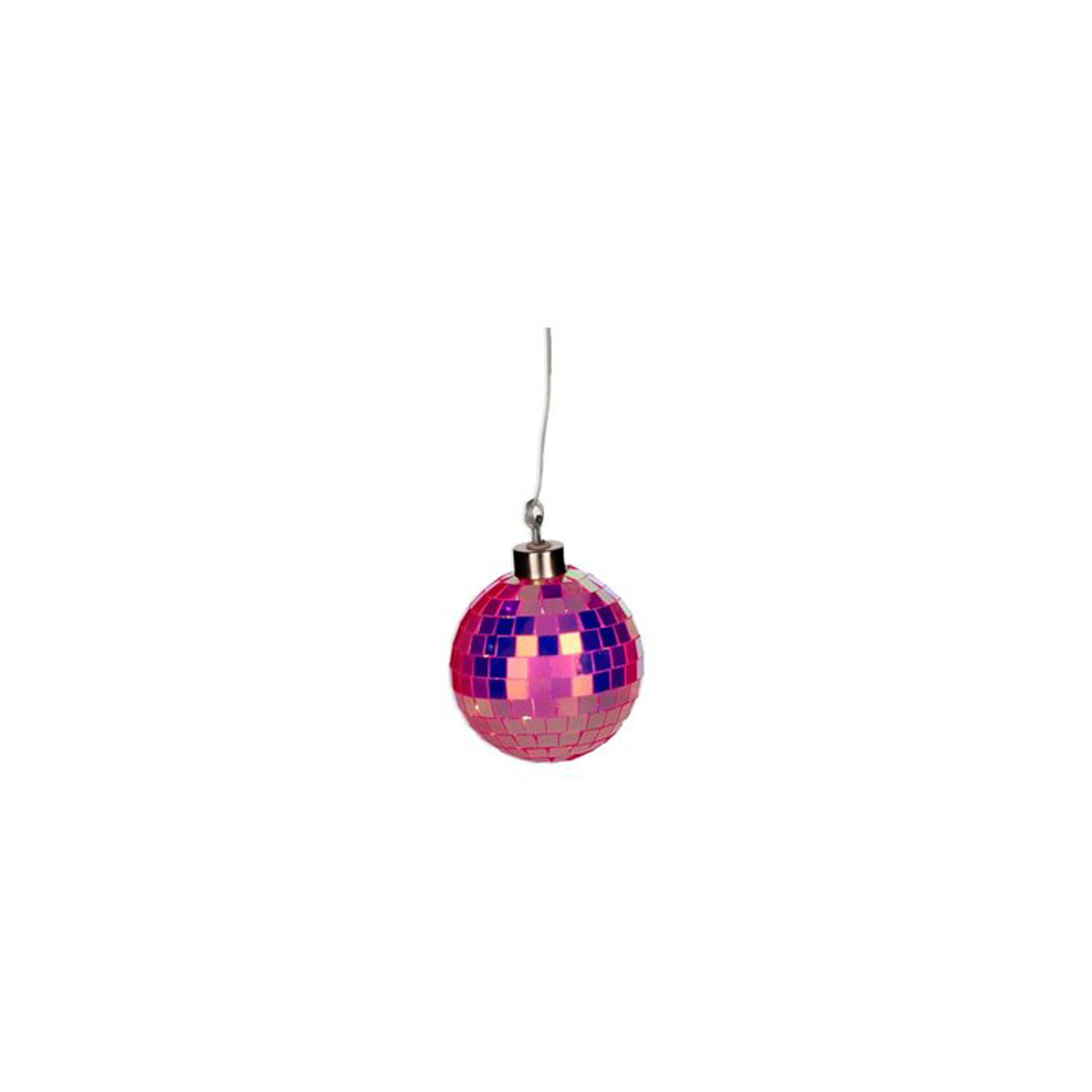 WEIHNACHTSKUGEL LED Disco, Glas / Polyester, Neon Pink, Ø 8 cm - Pink, Glas (8/8/8cm) - Gift Company