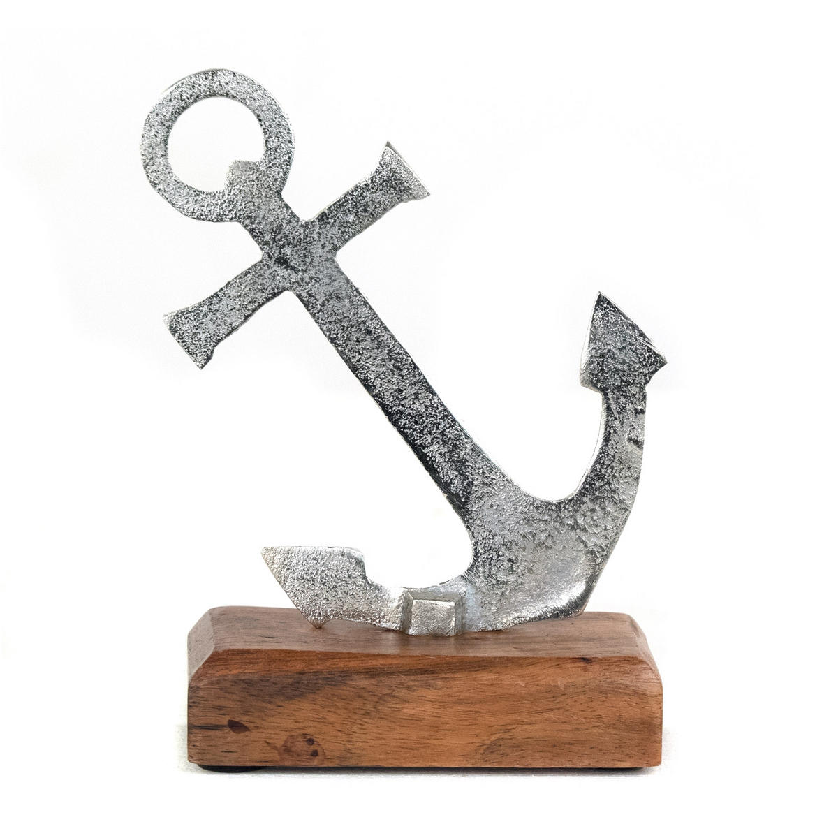 AUFSTELLER Maritim Anker Metall, Mangoholz silber-braun - Naturfarben, Holz (11/16/5cm) - DESIGN DELIGHTS