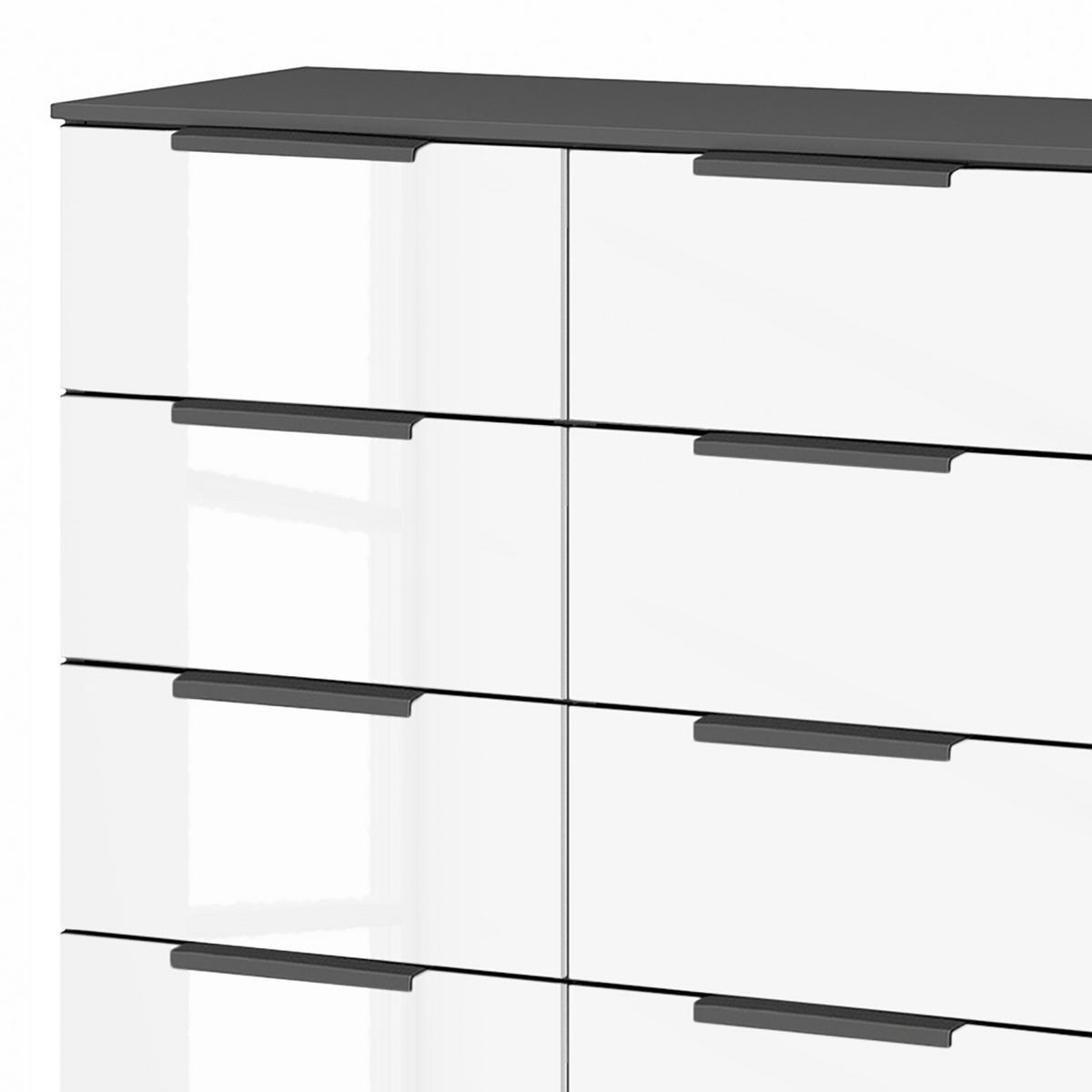 KOMMODE - 10 Schubladen - Weiß Hochglanz/Graphitfarben, Holzwerkstoff (80/100/42cm) - home24
