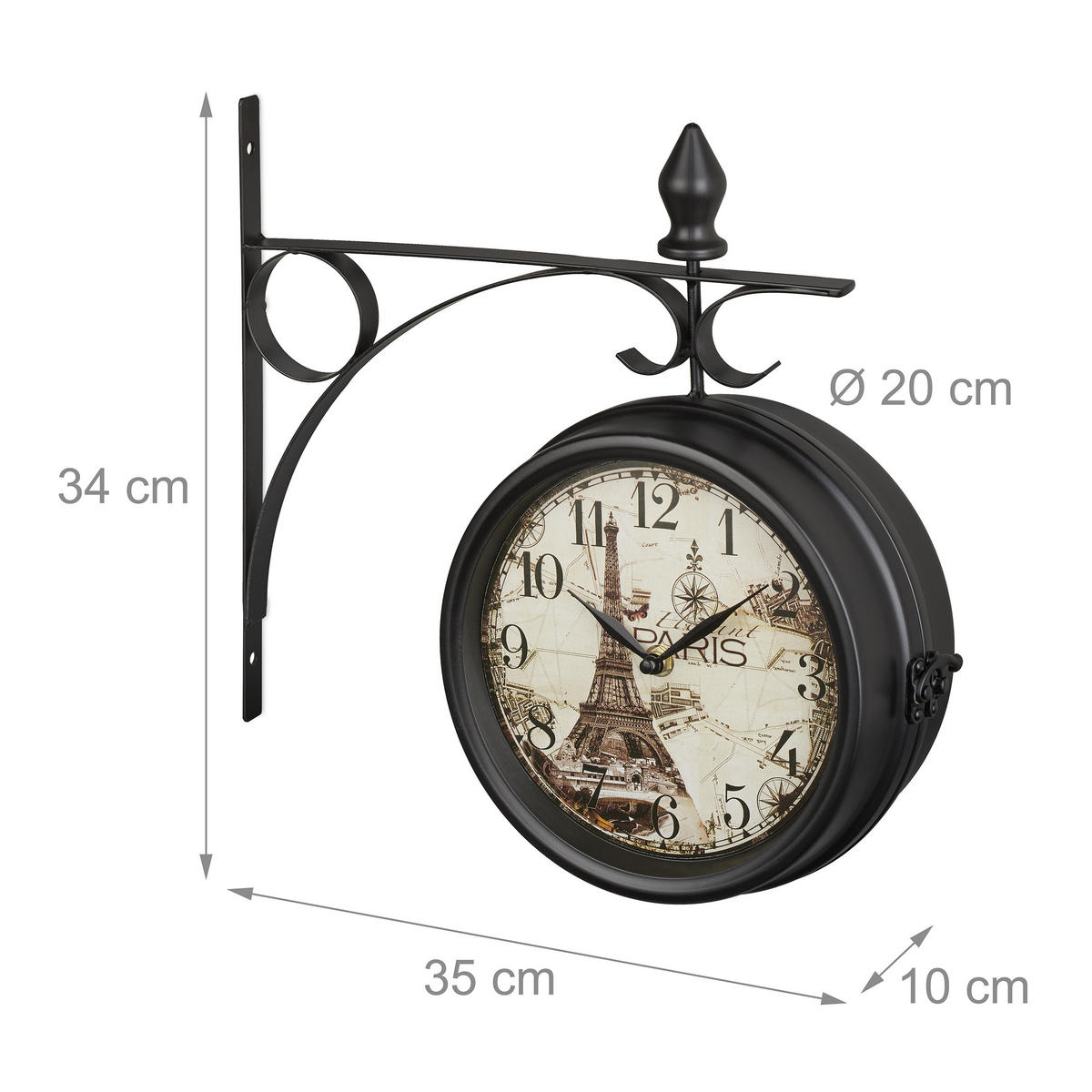 BAHNHOFSUHR - Multicolor, Glas/Metall (35/34/10cm) - Relaxdays