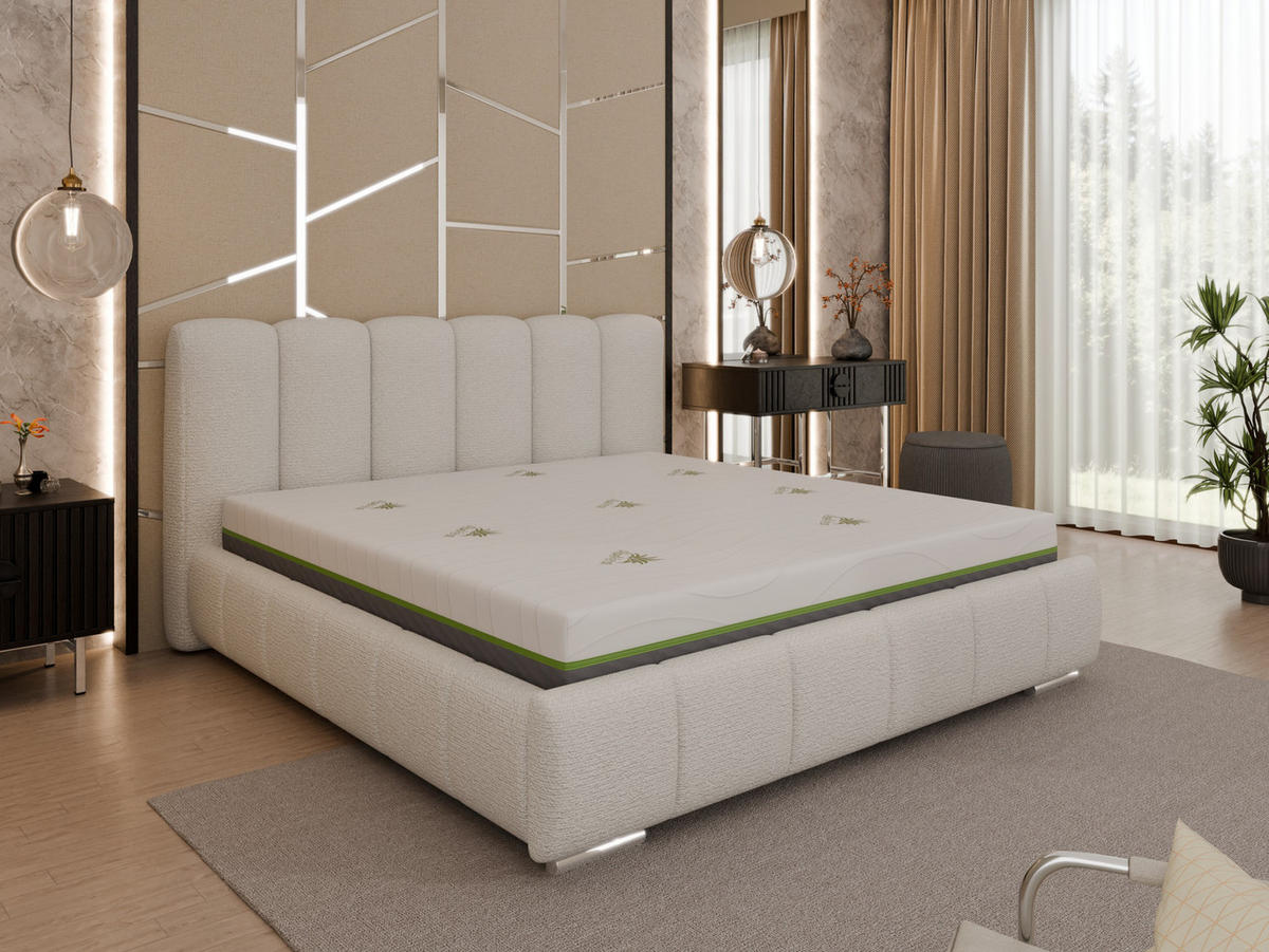 POLSTERBETT Zaira 180x200cm – Elegantes Polsterbett für modernen Wohnstil , ZONIERTE TASCHENFEDERN KOKOS (21cm), cappuccino - Cappuccino, Holz (180/200cm) - Homesy