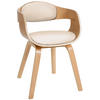 ARMLEHNENSTUHL Lederlook Natura/Creme - Eukalyptusholzfarben/Creme, Holz/Textil (49/73/46cm) - CLP