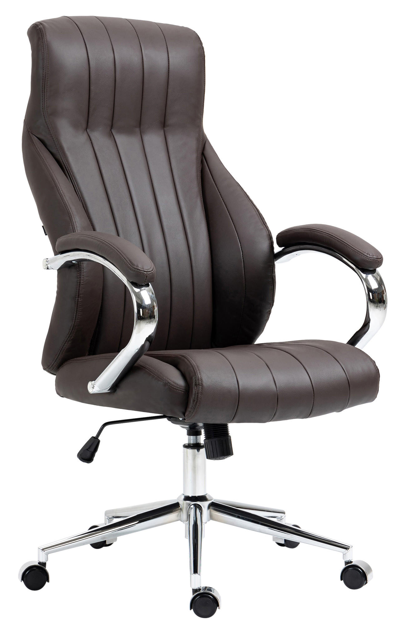 CHEFSESSEL Echtleder braun - Chromfarben/Braun, Leder/Metall (73/120/76cm) - CLP
