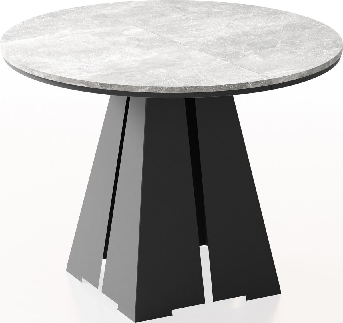 ESSTISCH Kova runder ausziehbarer, Grauer Beton 120-200/120/76 cm - Hellgrau/Schwarz, Holzwerkstoff/Metall (120/120/76cm) - WFL GROUP