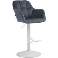 BARHOCKER Samt dunkelgrau - Dunkelgrau/Weiß, Textil (57/97/59cm) - CLP
