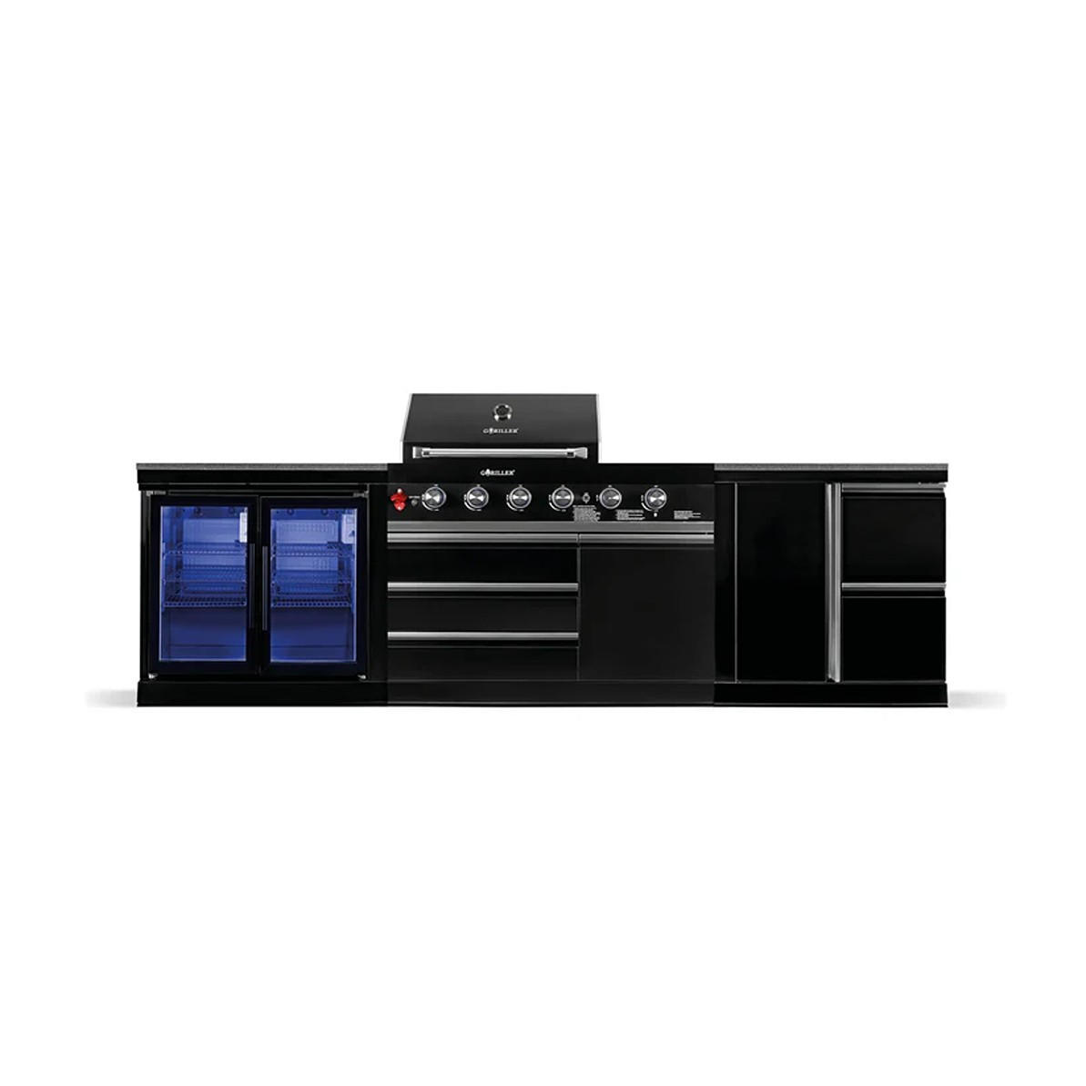 Goriller Outdoorküche Schwarz Hochglanz 300x90x58 cm