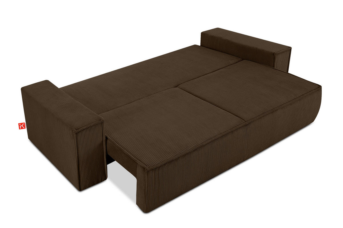 3-SITZER-SCHLAFSOFA NAPI in Pet Friendly Cord-Stoff, dunkelbraun - Dunkelbraun/Schwarz, Textil (244/89/101cm) - KONSIMO®