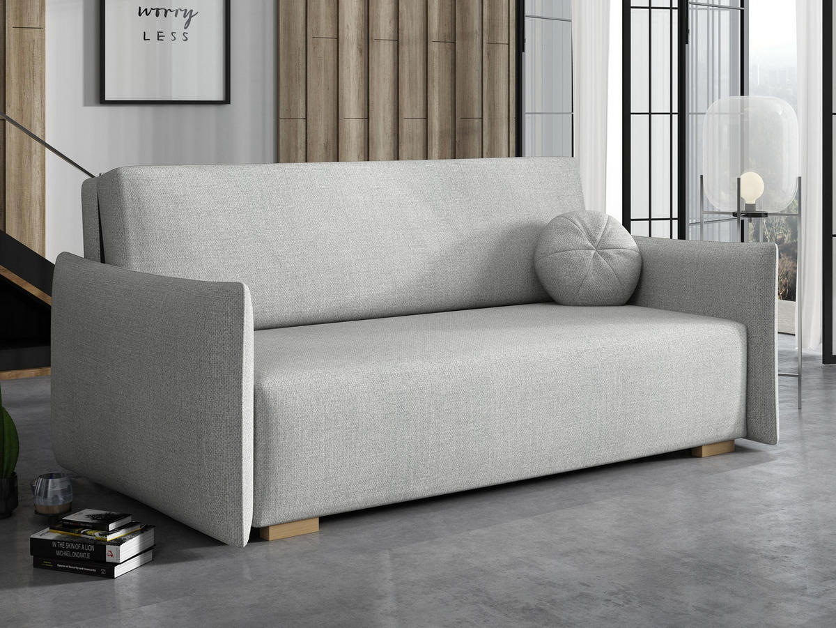 SCHLAFSOFA Viva Glov IV - Hellgrau/Naturfarben, Holz/Textil (174/85/98cm) - MIRJAN24