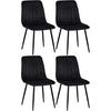 STUHL 4er Set Samt Schwarz - Schwarz, Textil/Metall (45/88/53cm) - CLP
