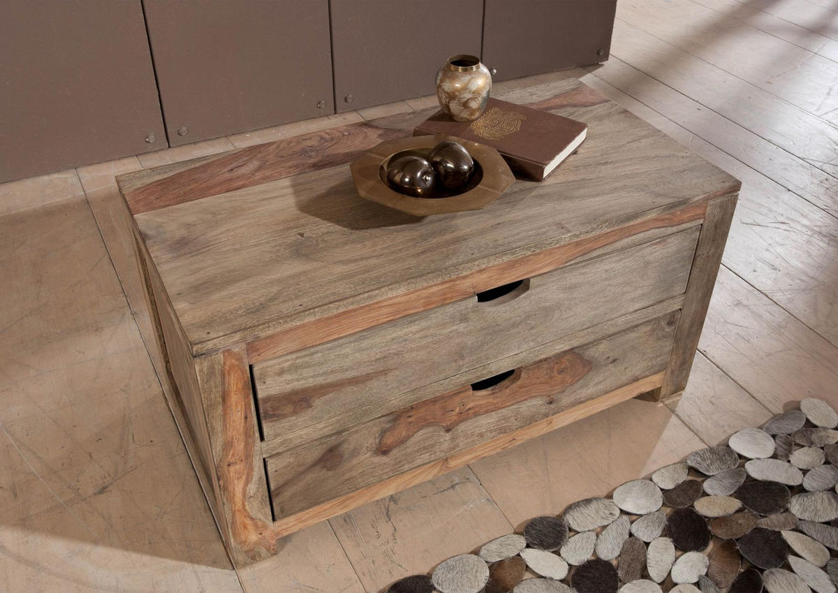 KOMMODE Sheesham 87x45x45 grau geölt NATURE GREY #0124 - Grau, Holz (87/45/45cm) - Massivmoebel24
